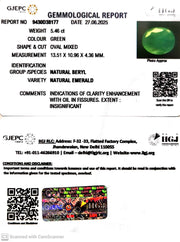 5.46/CT Natural Panna Stone with Govt. Lab Certificate (6771)
